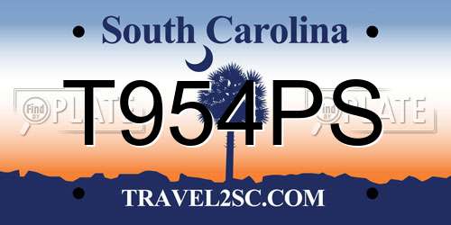 T954PS South Carolina License Plate