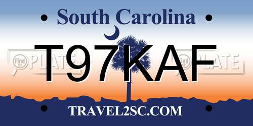 T97KAF South Carolina License Plate