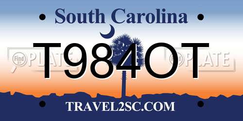 T984OT South Carolina License Plate