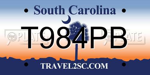 T984PB South Carolina License Plate