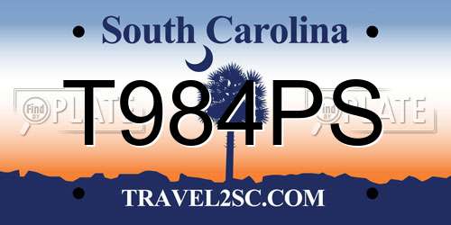 T984PS South Carolina License Plate