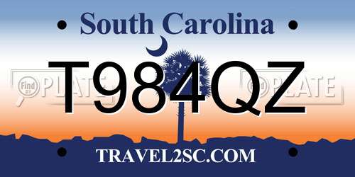 T984QZ South Carolina License Plate
