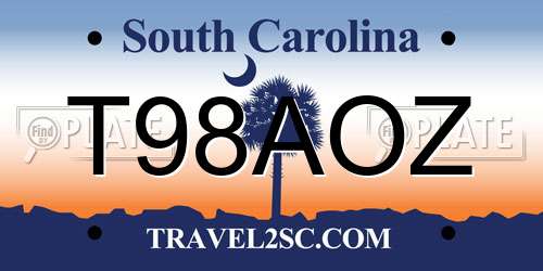 T98AOZ South Carolina License Plate