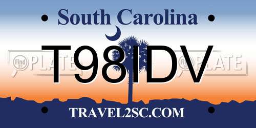 T98IDV South Carolina License Plate