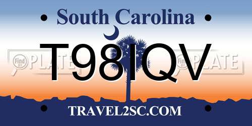 T98IQV South Carolina License Plate