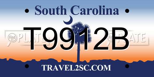 T9912B South Carolina License Plate