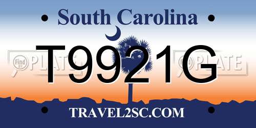 T9921G South Carolina License Plate