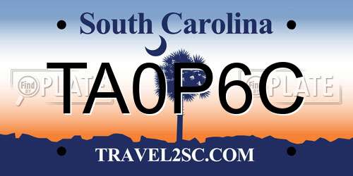TA0P6C South Carolina License Plate