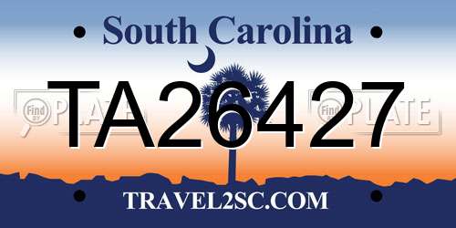 TA26427 South Carolina License Plate