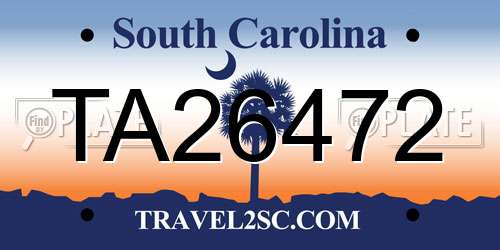 TA26472 South Carolina License Plate