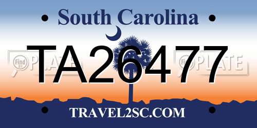 TA26477 South Carolina License Plate