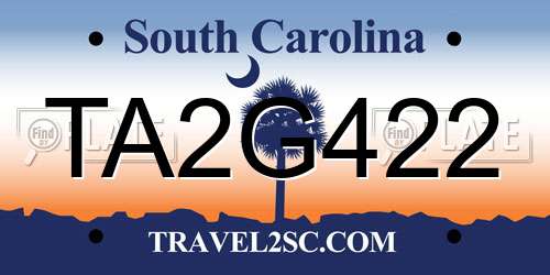 TA2G422 South Carolina License Plate