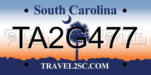TA2G477 South Carolina License Plate