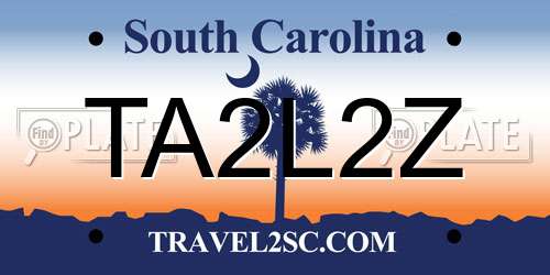 TA2L2Z South Carolina License Plate