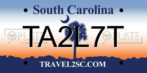 TA2L7T South Carolina License Plate