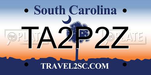 TA2P2Z South Carolina License Plate