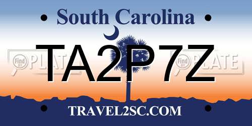 TA2P7Z South Carolina License Plate