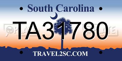 TA31780 South Carolina License Plate