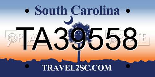 TA39558 South Carolina License Plate