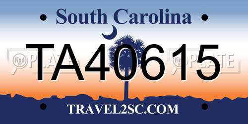 TA40615 South Carolina License Plate