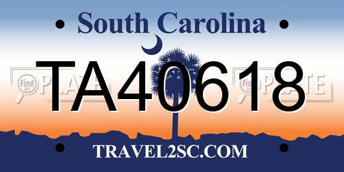 TA40618 South Carolina License Plate