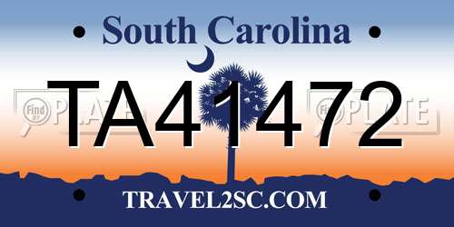 TA41472 South Carolina License Plate