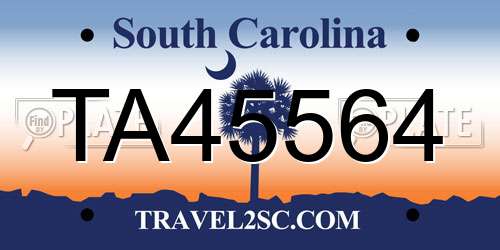 TA45564 South Carolina License Plate