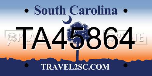 TA45864 South Carolina License Plate