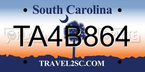TA4B864 South Carolina License Plate