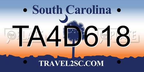 TA4D618 South Carolina License Plate