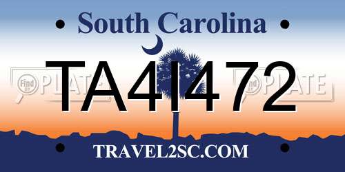 TA4I472 South Carolina License Plate