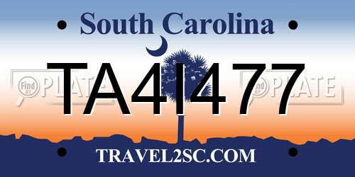 TA4I477 South Carolina License Plate