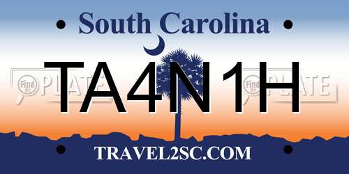 TA4N1H South Carolina License Plate