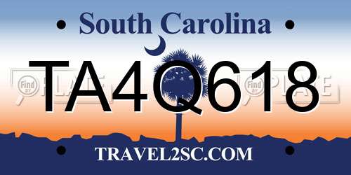TA4Q618 South Carolina License Plate