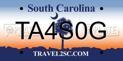 TA4S0G South Carolina License Plate
