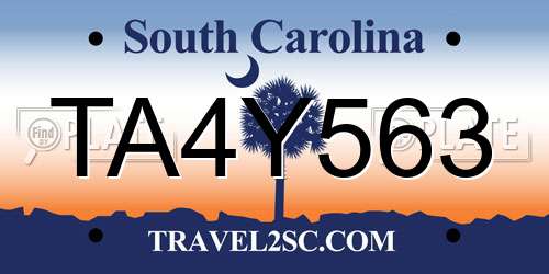 TA4Y563 South Carolina License Plate
