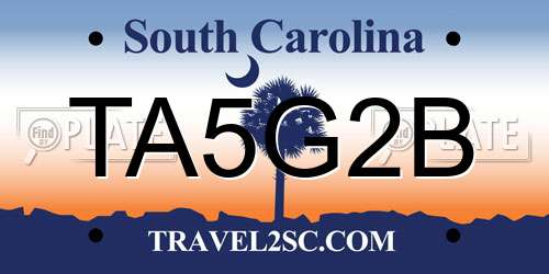 TA5G2B South Carolina License Plate