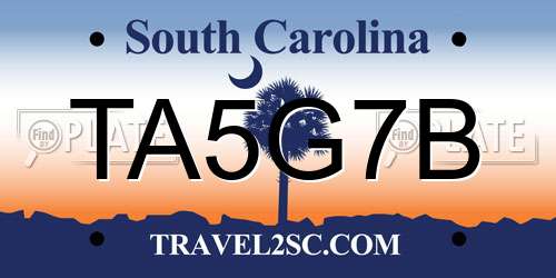 TA5G7B South Carolina License Plate