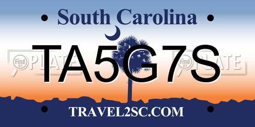 TA5G7S South Carolina License Plate