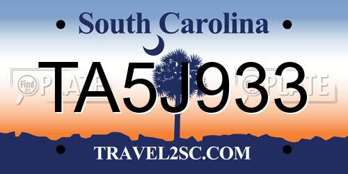 TA5J933 South Carolina License Plate