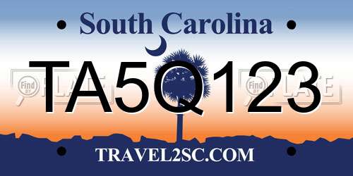 TA5Q123 South Carolina License Plate