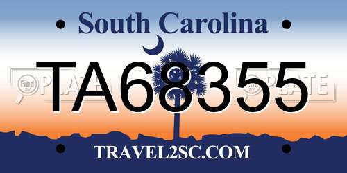TA68355 South Carolina License Plate