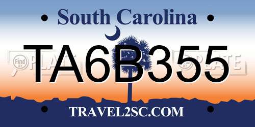 TA6B355 South Carolina License Plate