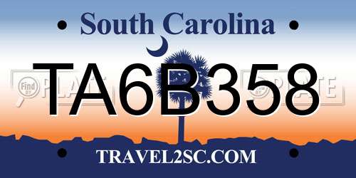 TA6B358 South Carolina License Plate