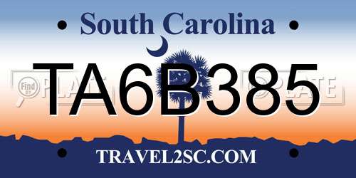 TA6B385 South Carolina License Plate