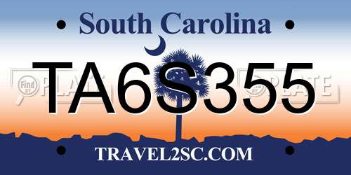 TA6S355 South Carolina License Plate