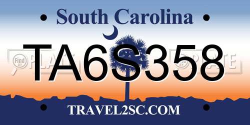 TA6S358 South Carolina License Plate