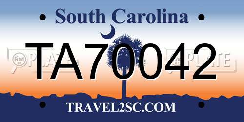 TA70042 South Carolina License Plate