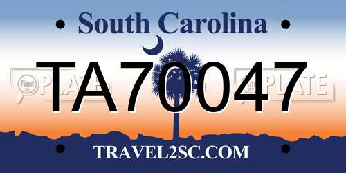 TA70047 South Carolina License Plate