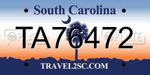 TA76472 South Carolina License Plate